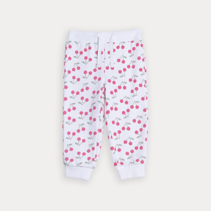 Mono De Algodón Crema Con Estampado De Cerezas Para Bebe Niña