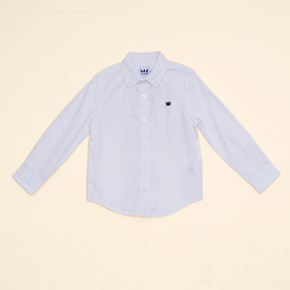Camisa Blanca Manga Larga de Popelina para Niño