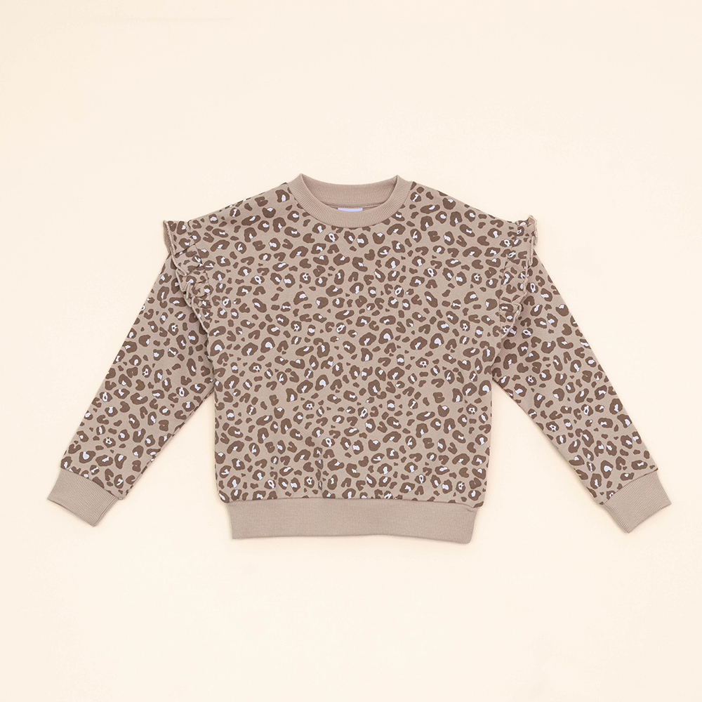 Suéter Color Crema de Algodón con Estampado Animal Print para Niña