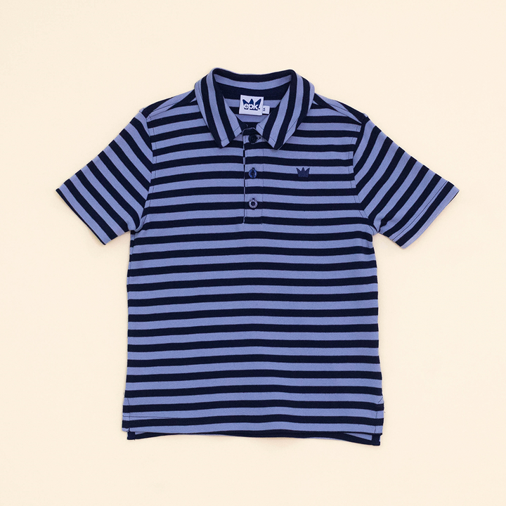 Chemise con Rayas Azules Oscuras y Claras, Manga Corta, para Niño