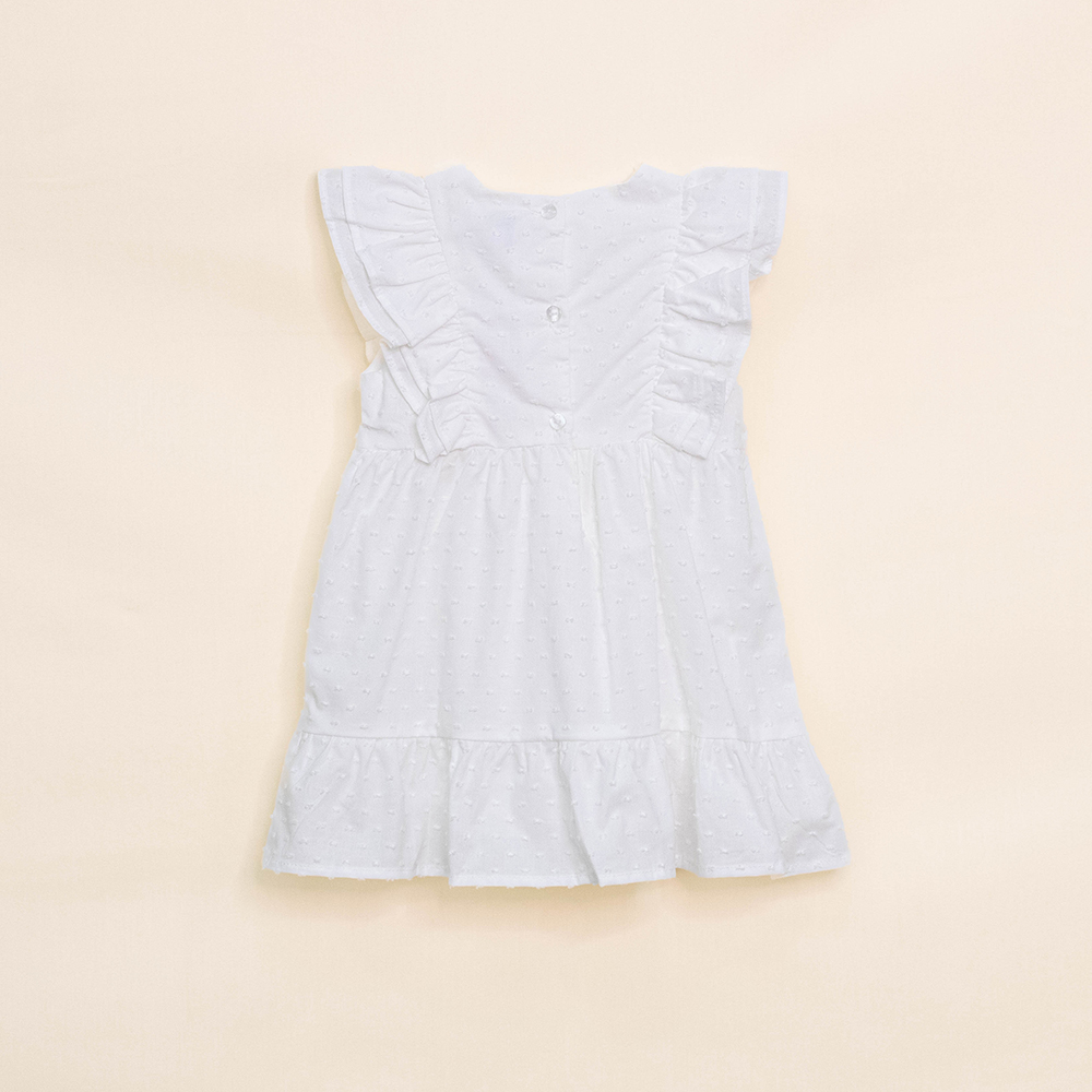 Vestido Blanco de Plumeti Sin Mangas para Bebé Niña