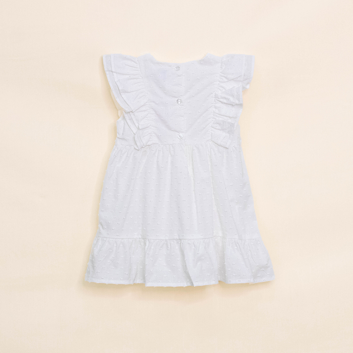 Vestido Blanco de Plumeti Sin Mangas para Bebé Niña