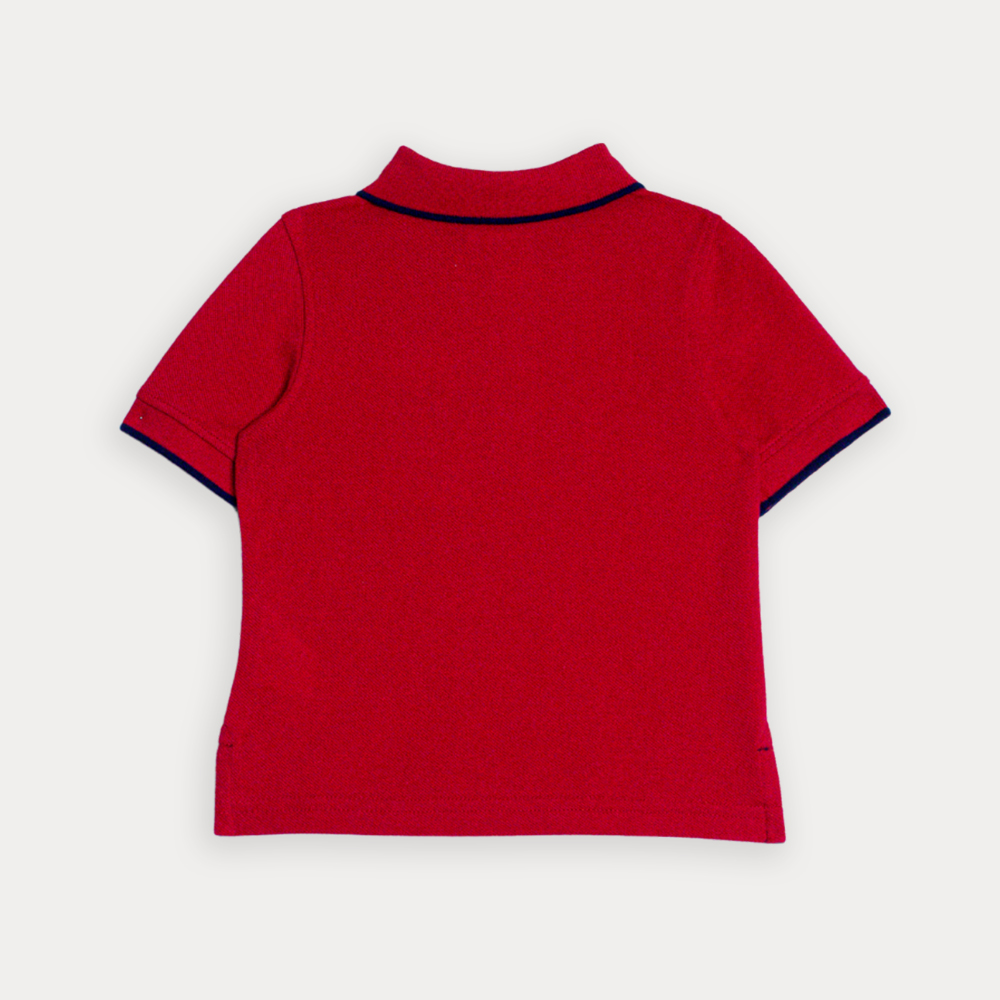 Chemise De Piqué Roja Con Parche De Goma Para Bebe Niño