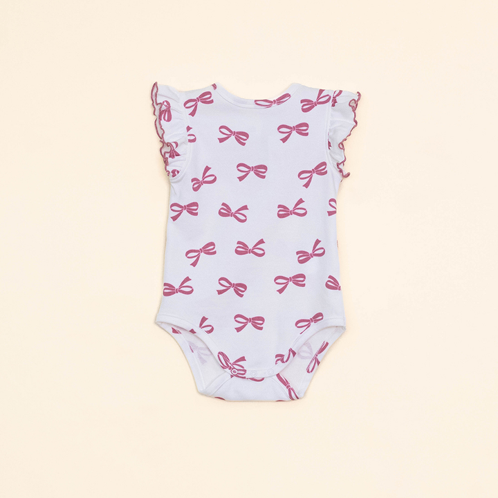 Body Color Hueso de Algodón Sin Mangas con Estampado de Lazos para Bebé Niña