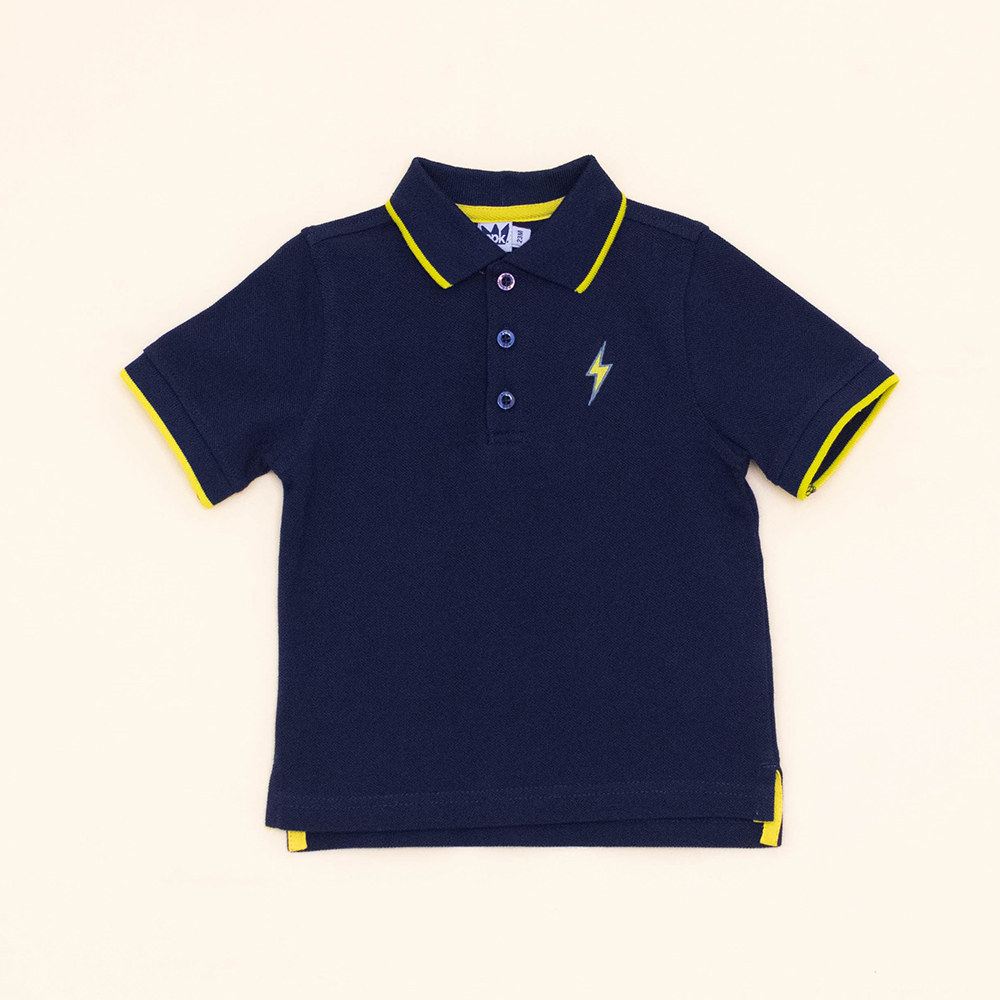 Body de Chemise Azul Oscuro con Bordado de Rayo para Bebé Niño