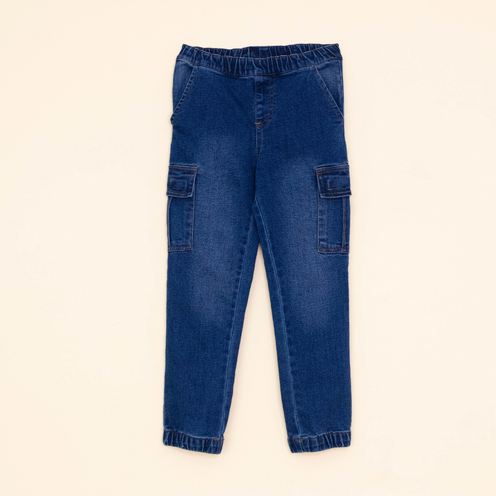 Jean Azul Cargo con elástico para Niño