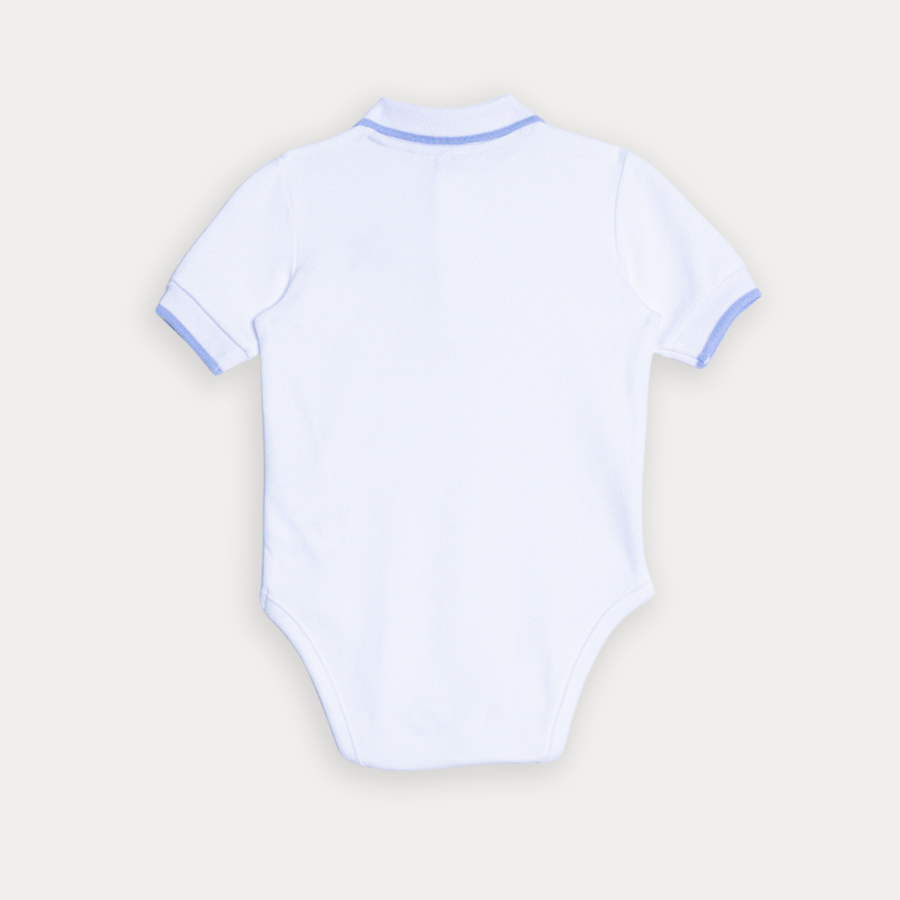 Chemise De Algodón  Blanca Manga Corta Con Bordado De Avión Para Bebe Niño