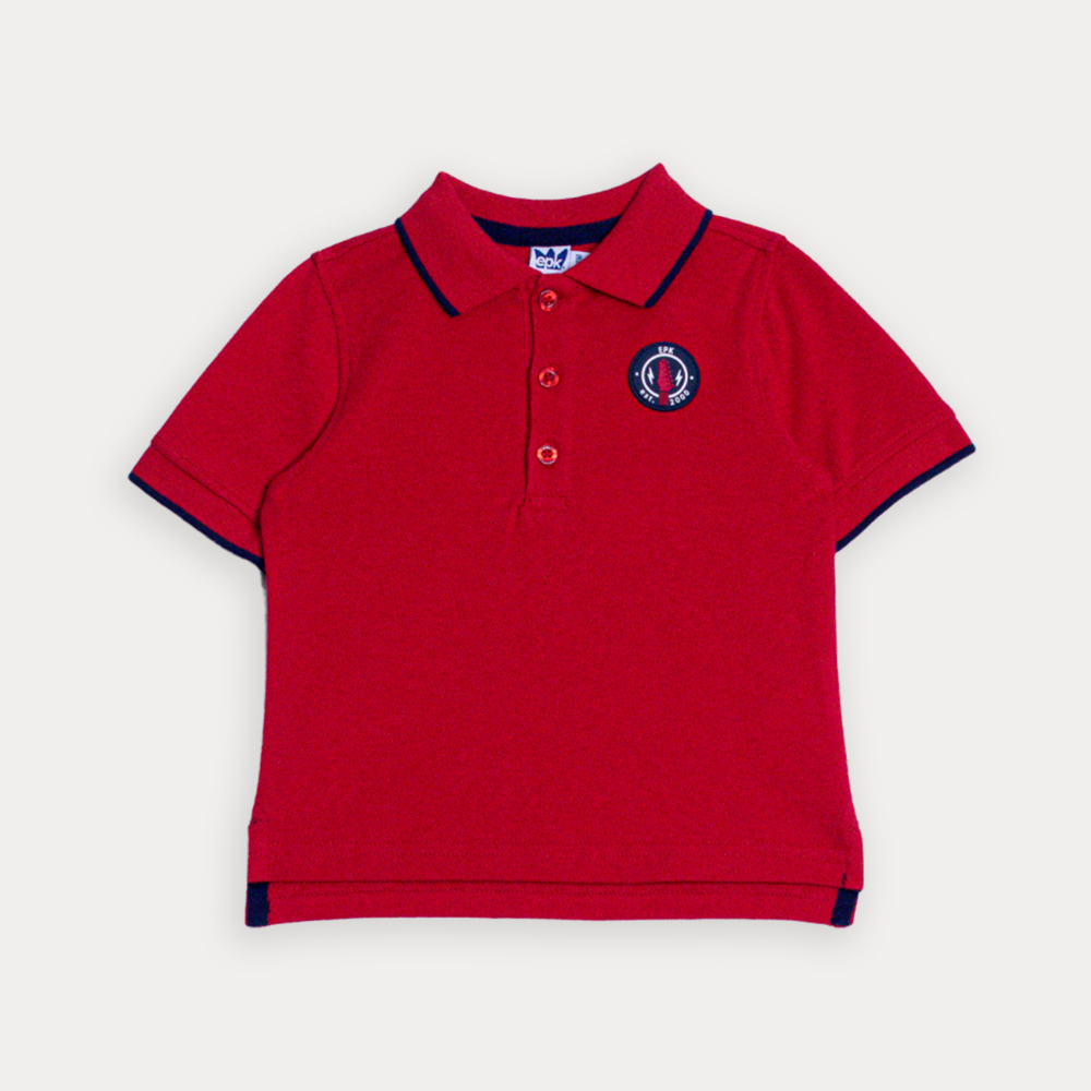 Chemise De Piqué Roja Con Parche De Goma Para Bebe Niño
