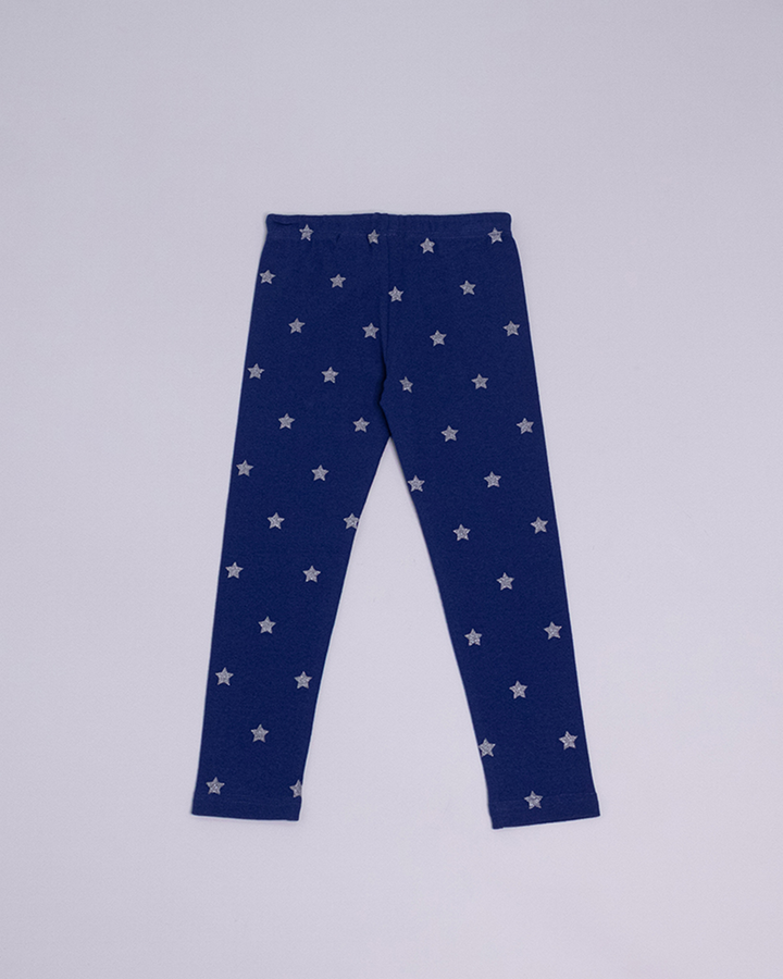 Legging azul con estrellas plateadas