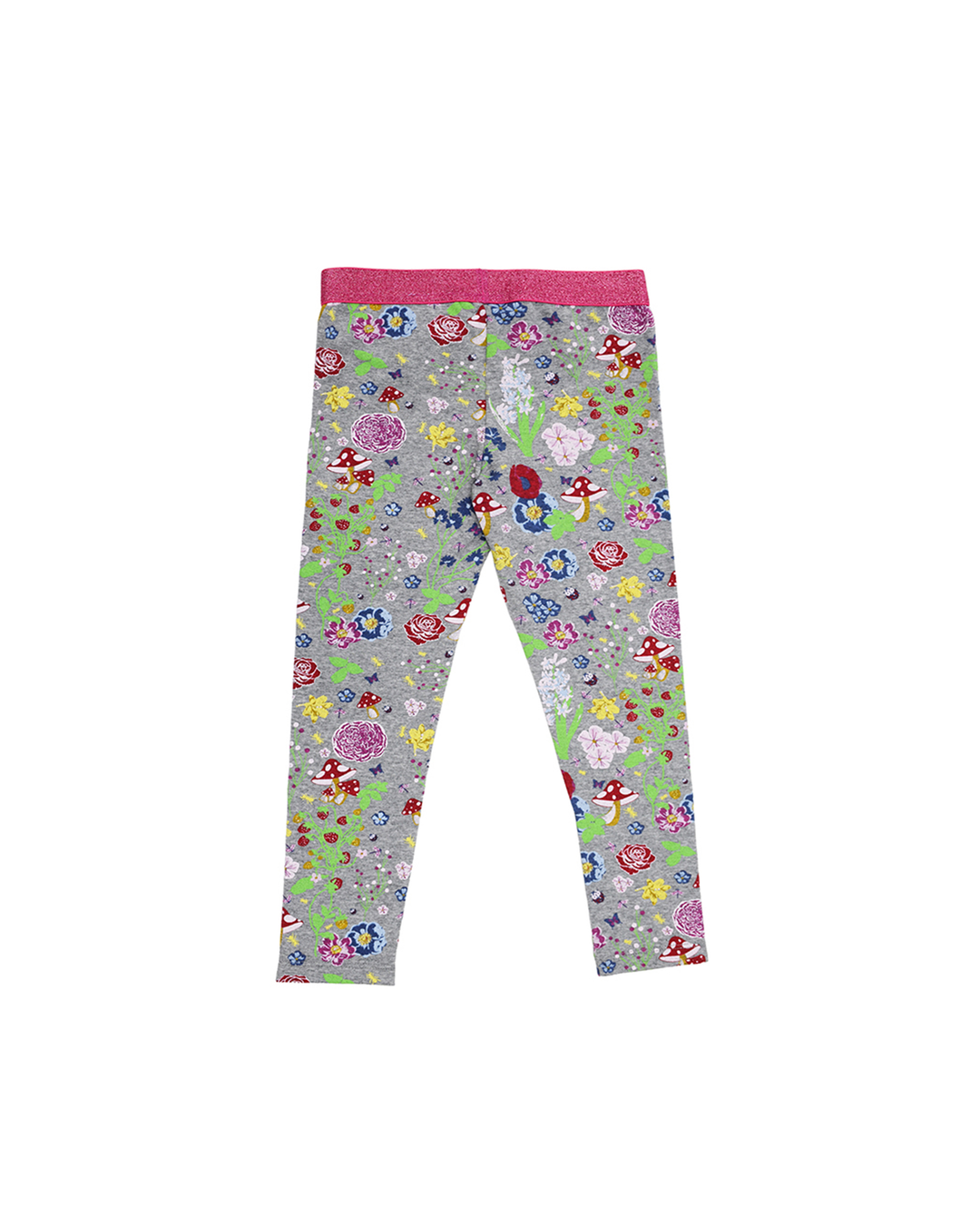 Legging gris con estampado de insectos y flores