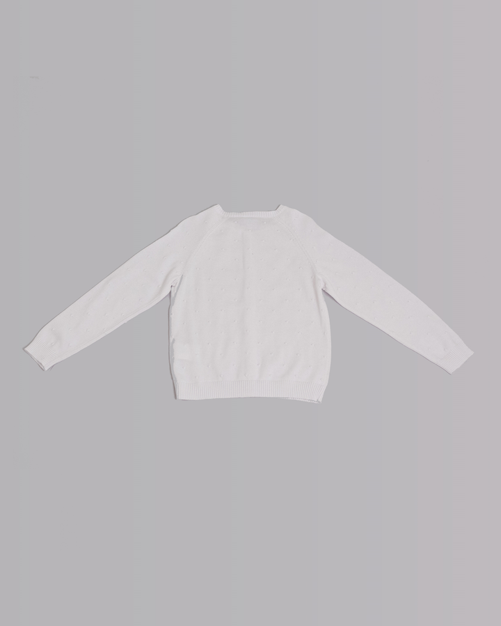 Cardigan blanco con circulos bordados