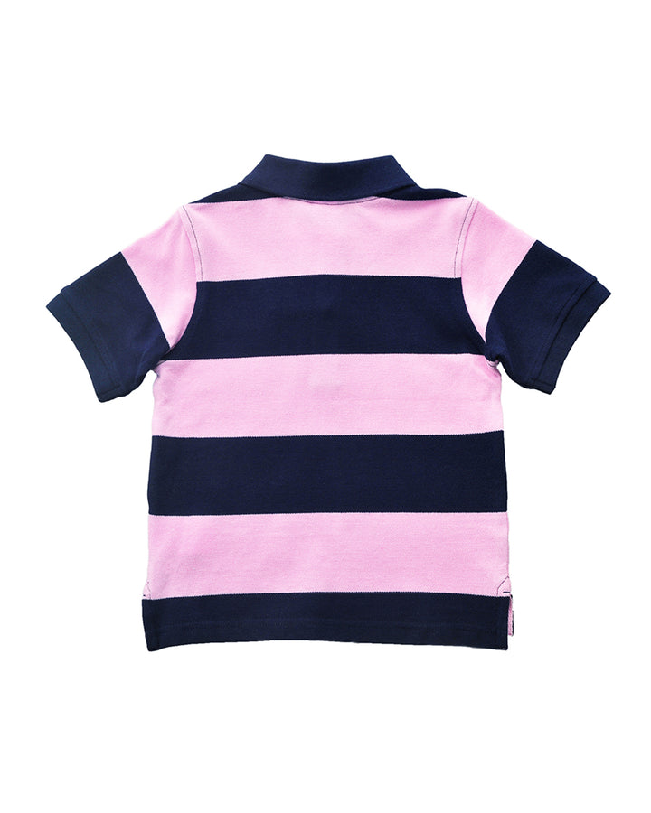 Polo de rayas azul marino y rosadas