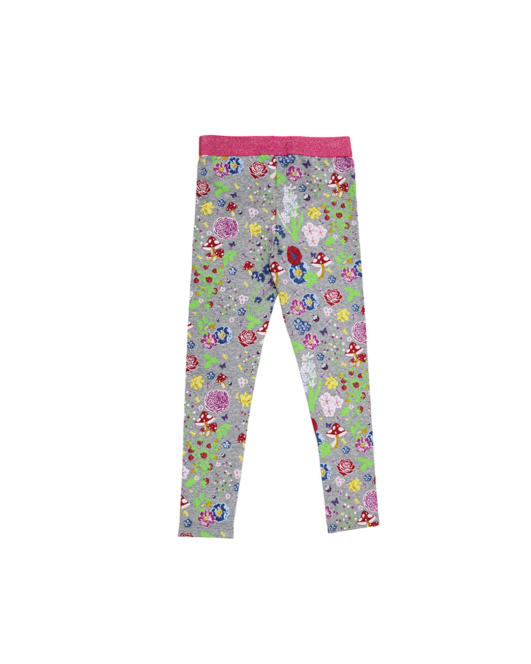 Legging gris con estampado de insectos y flores