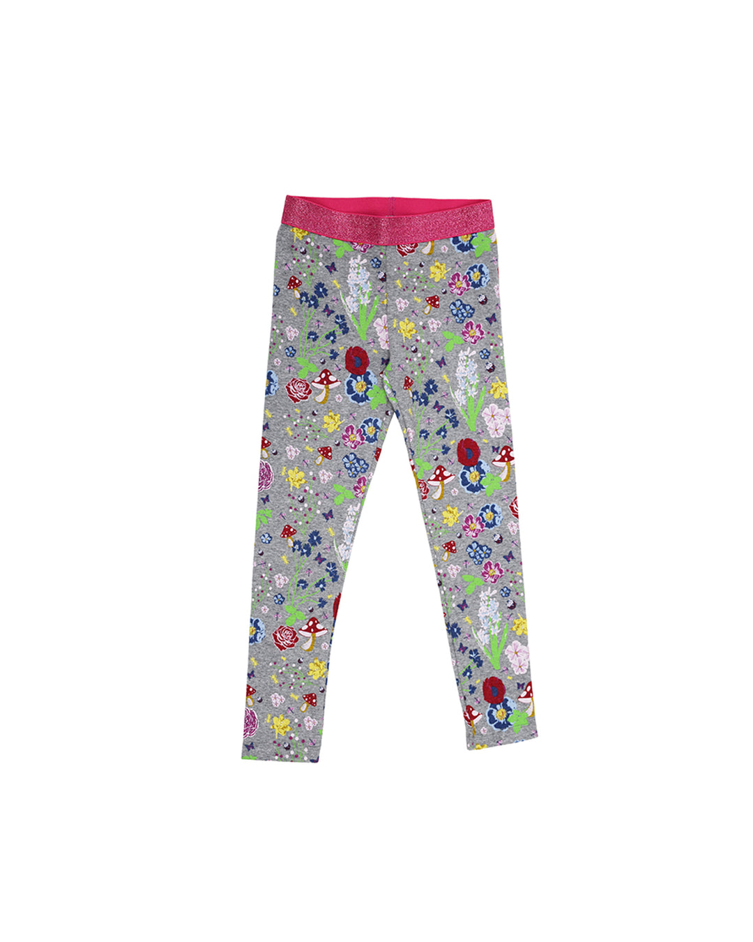 Legging gris con estampado de insectos y flores