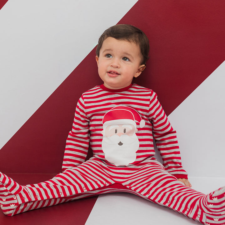 Pijama de Navidad de rayas con diseño de Santa Claus