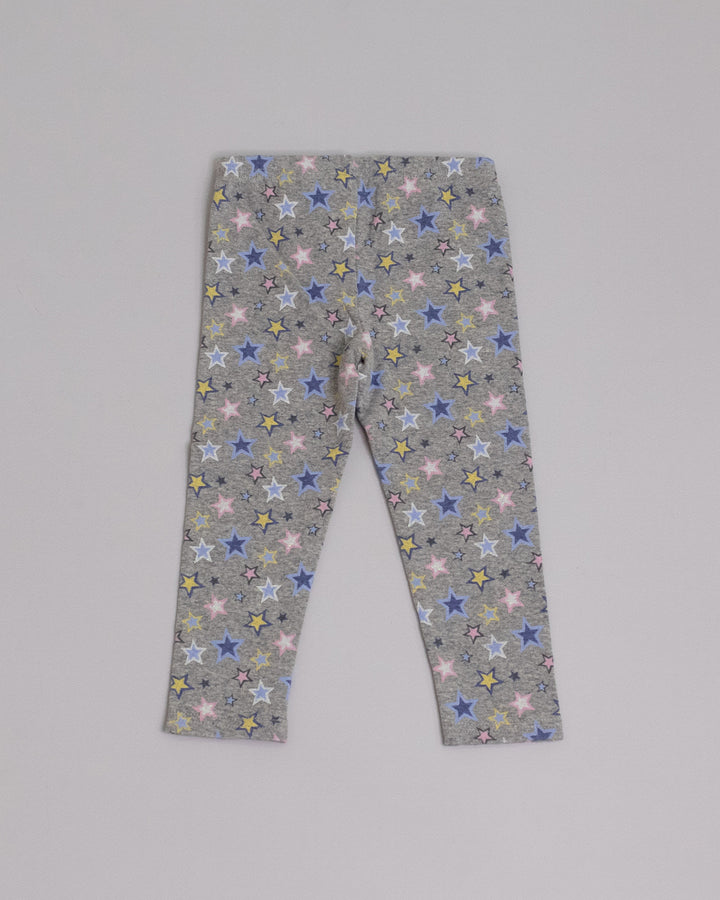 Legging gris con estampado de estrellas multicolor