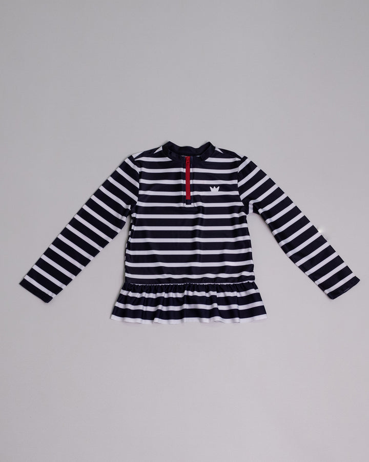 Camisa de agua azul marino con rayas blancas