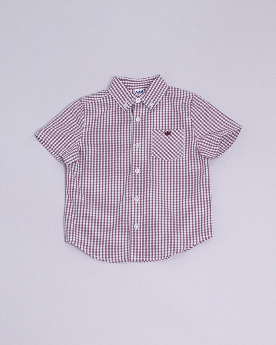Camisa manga corta de rayas violetas y blancas