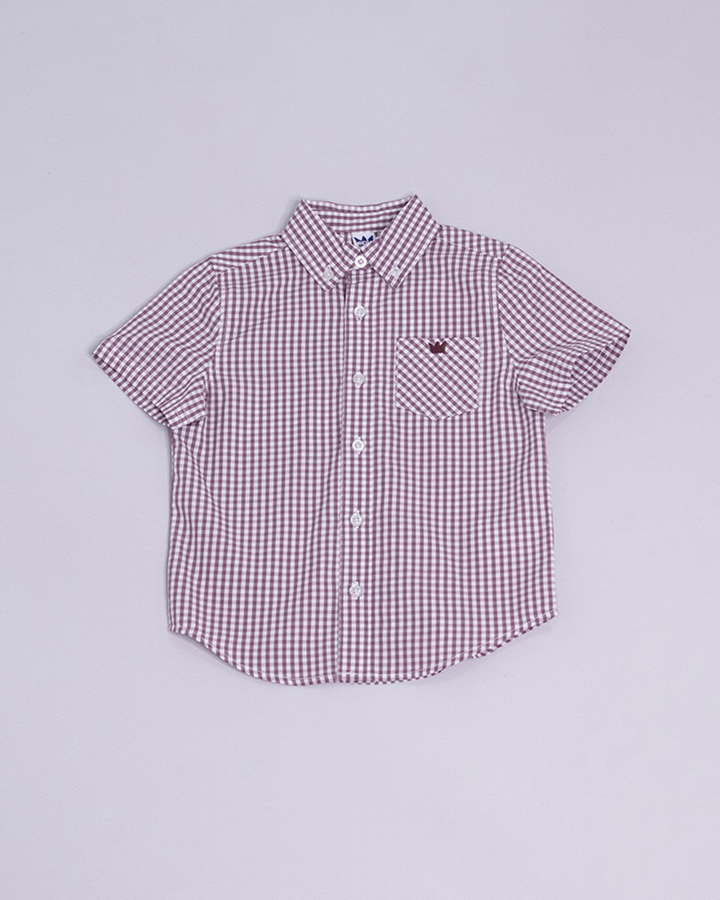 Camisa manga corta de rayas violetas y blancas
