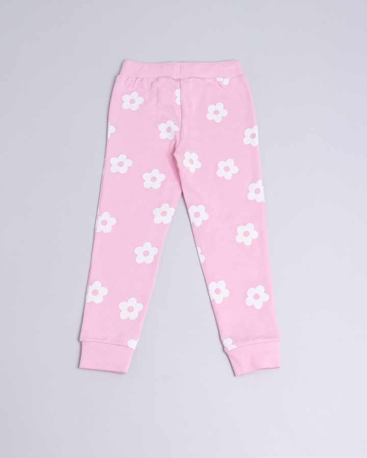Jogging rosado con flores blancas