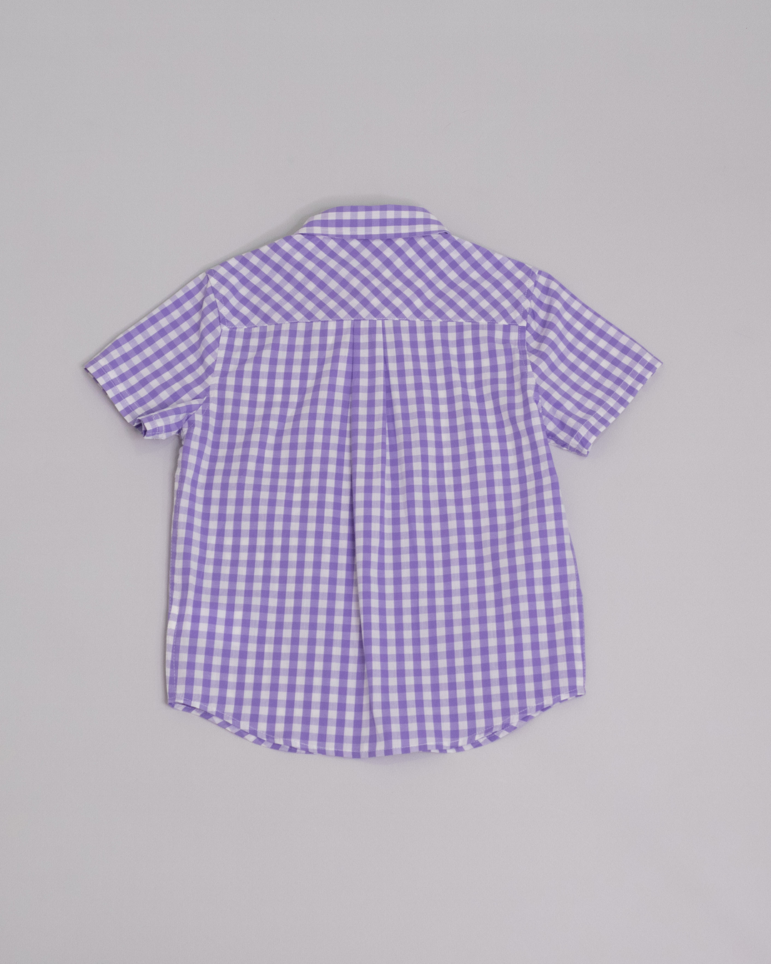 Camisa manga corta de popelina con estampado de vichy morado