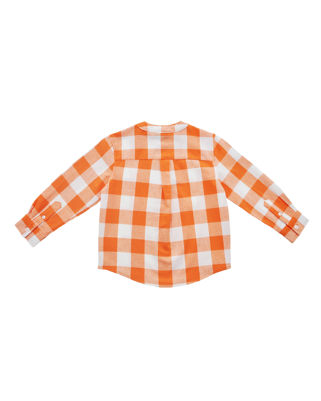 Camisa manga larga de lino con vichy anaranjado