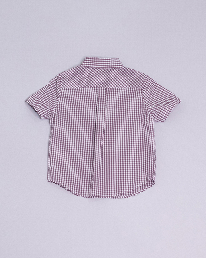 Camisa manga corta de rayas violetas y blancas