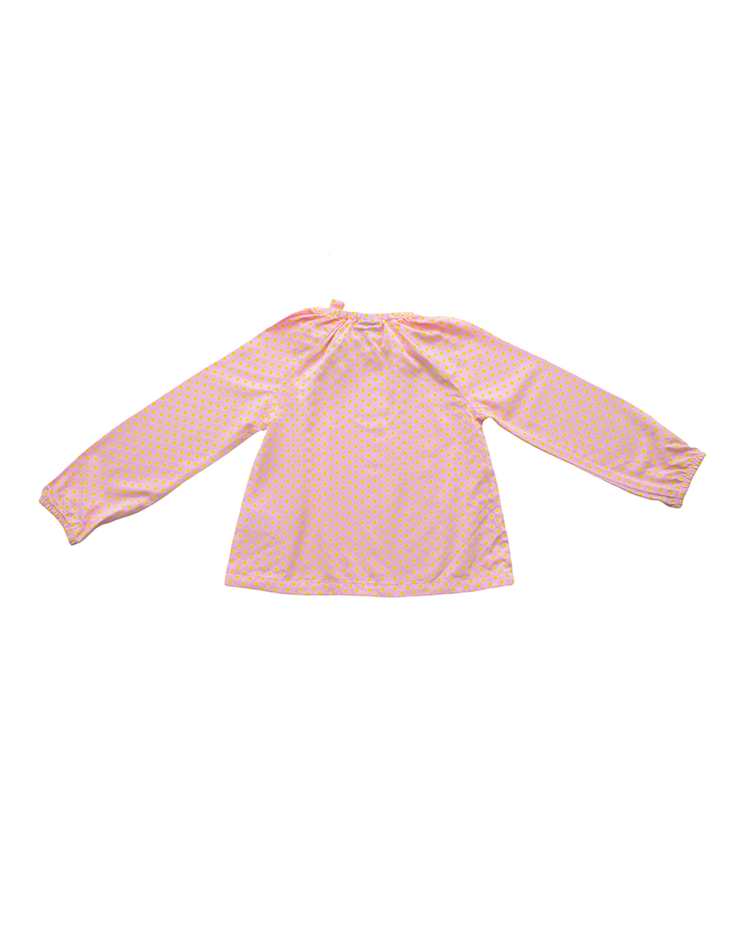 Blusa manga larga rosada con puntos amarillos