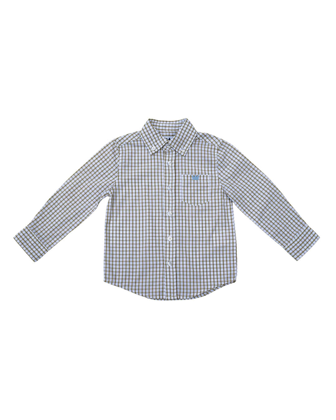 Camisa M/L de cuadros blancos y khaki