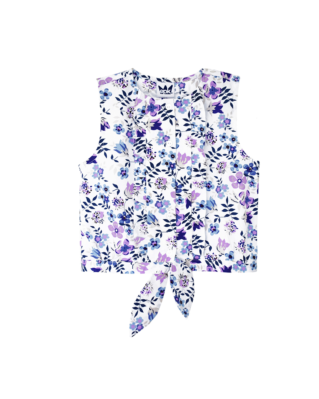 Blusa sin mangas con estampado de flores moradas