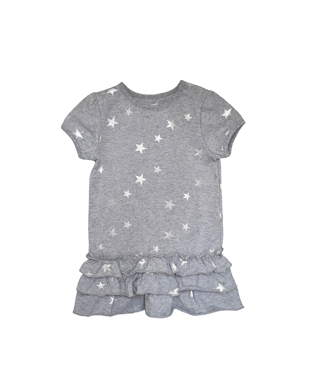 Vestido de algodón gris con estrellas plateadas estampadas