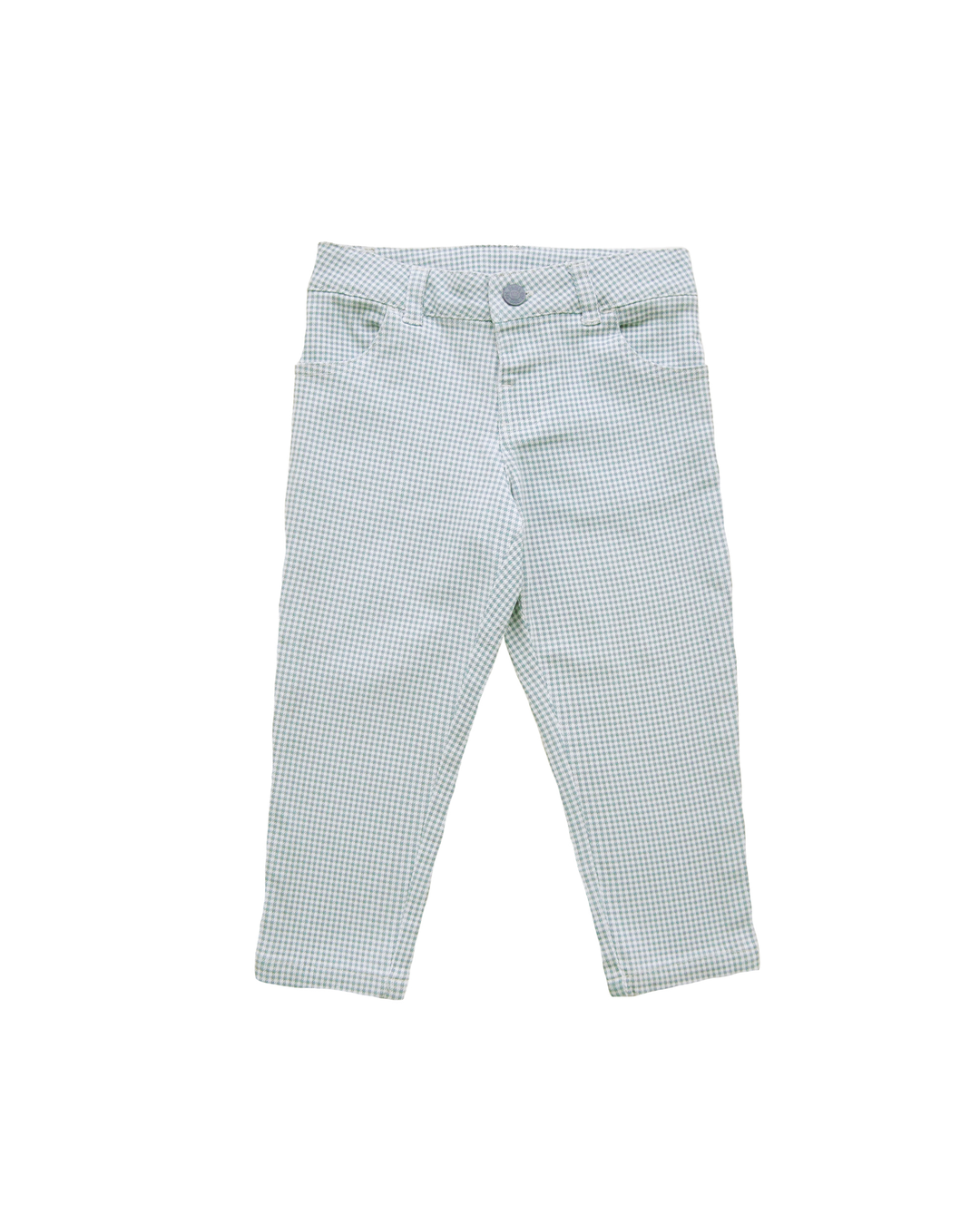 Pantalón vichy azul claro y blanco