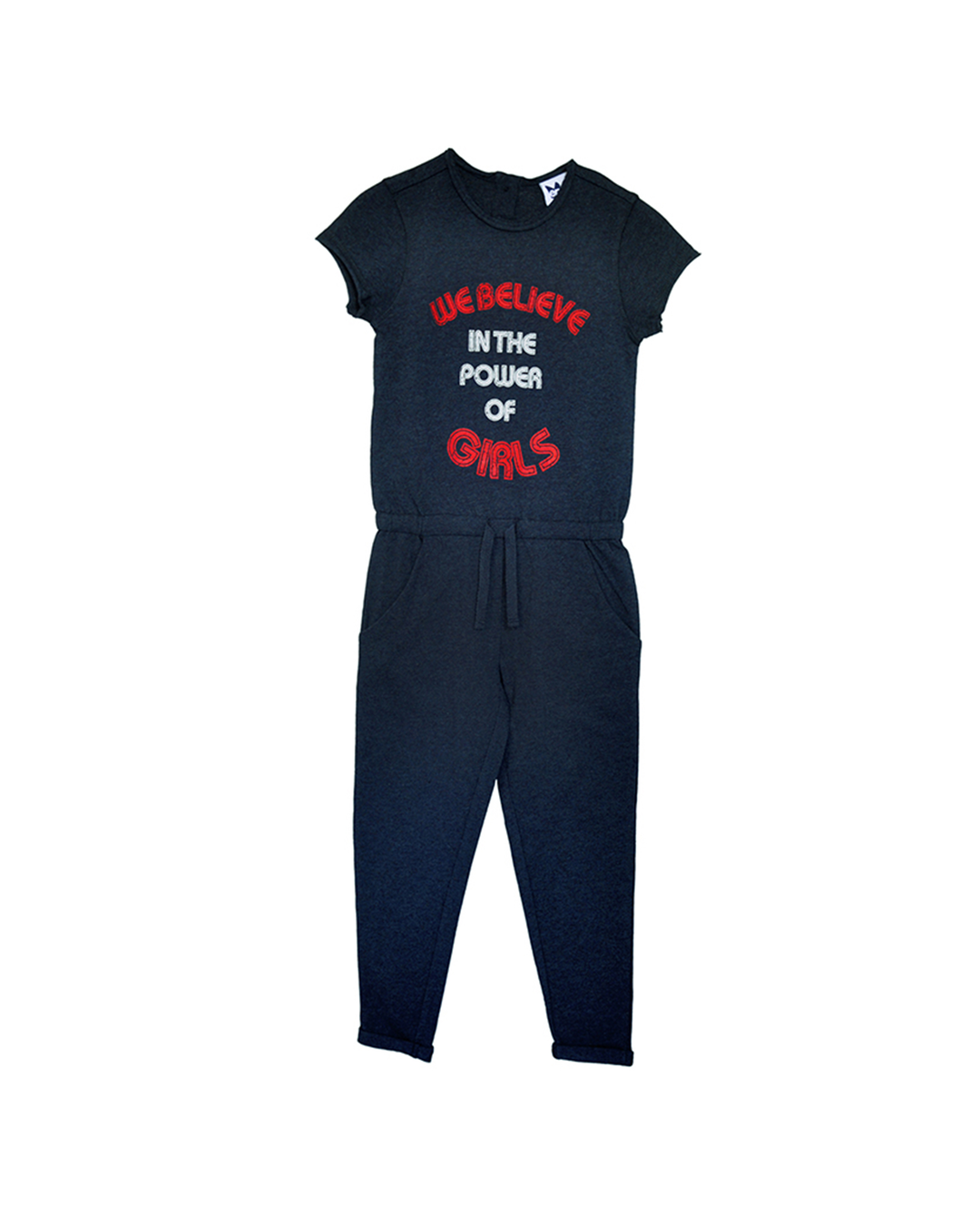 Jumpsuit azul marino con texto