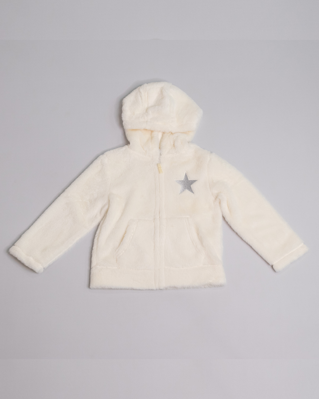 Sweatshirt crema con bordado de estrella plateada