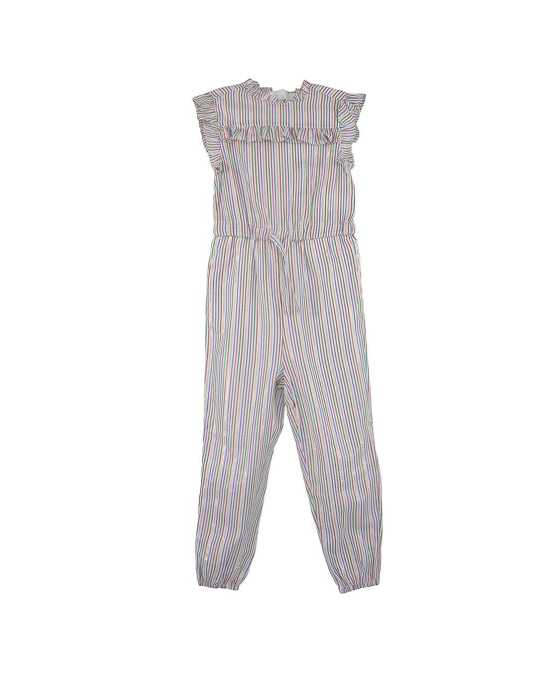 Jumpsuit con rayas multicolores metálicas