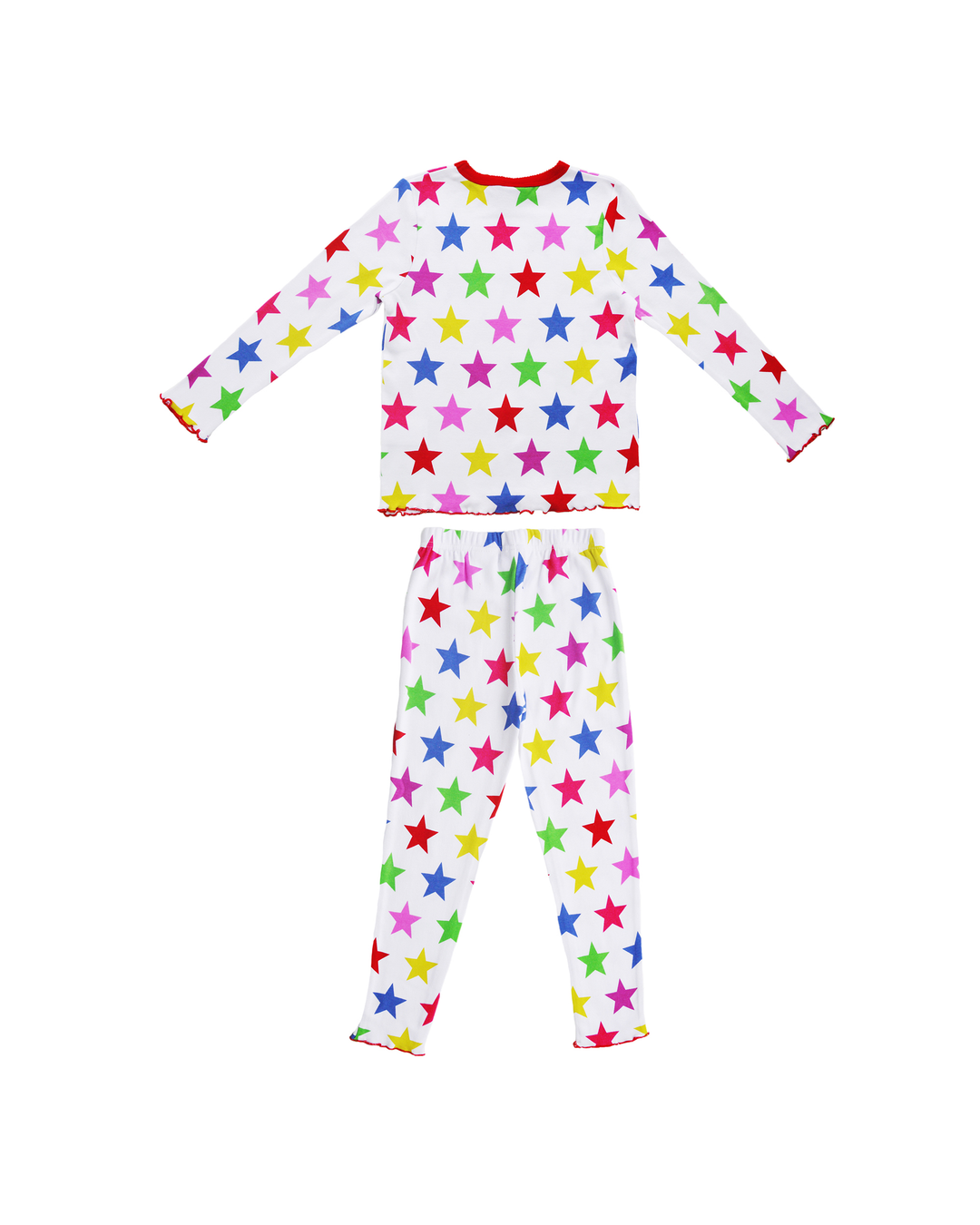 Pijama blanca de estrellas multicolor