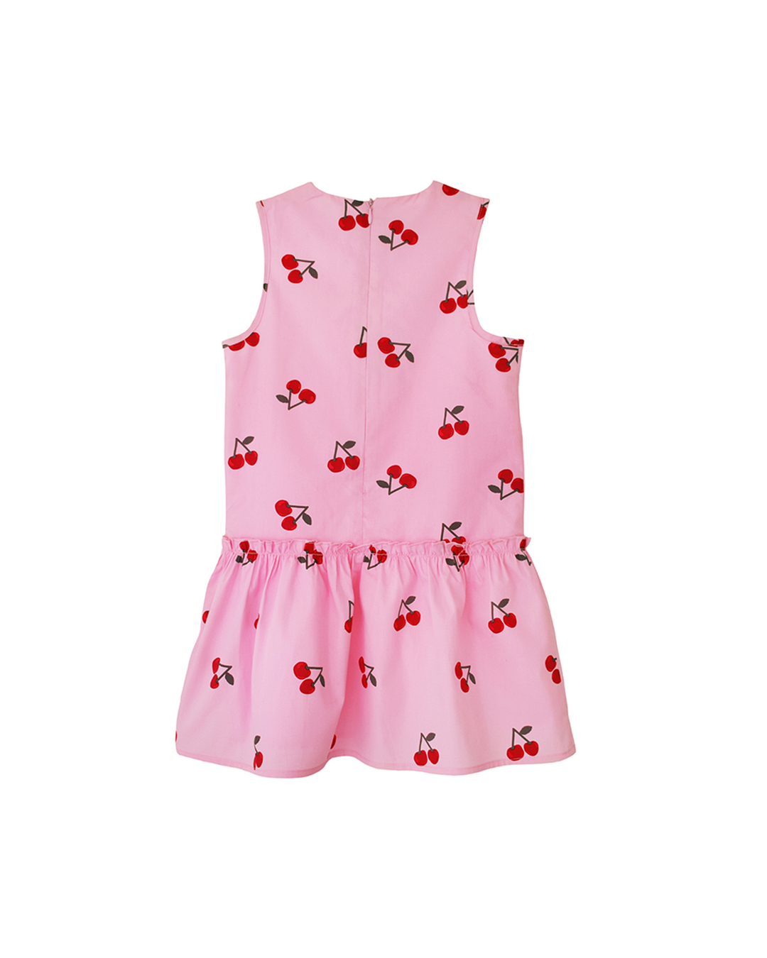 Vestido rosado con cerezas estampadas