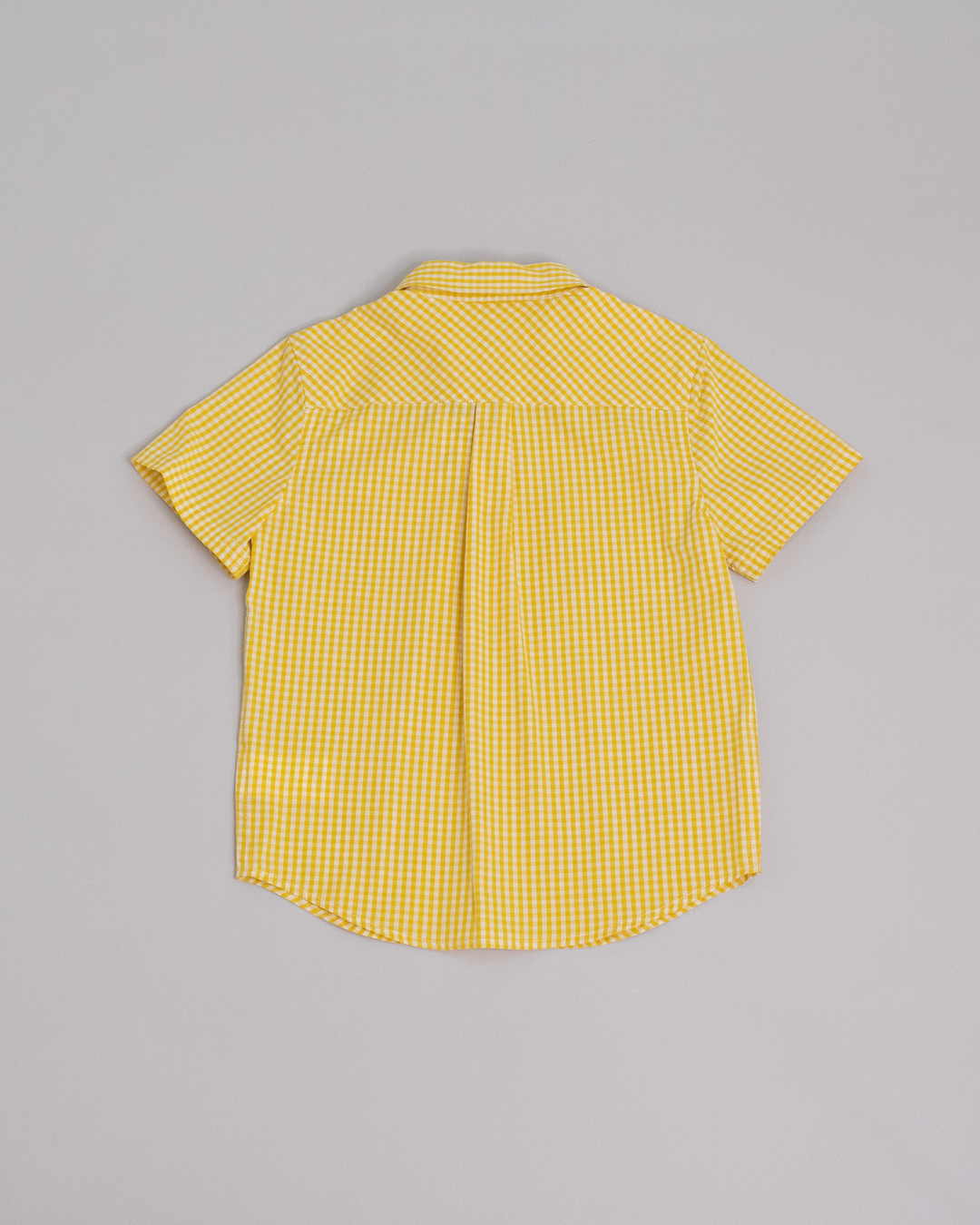 Camisa manga corta de popelina con estampado de vichy amarillo