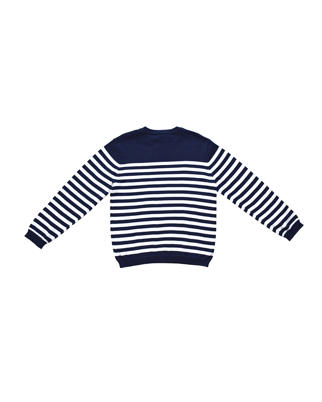 Suéter azul marino con rayas blancas