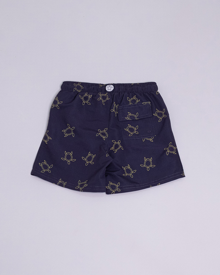 Traje de baño azul marino con tortugas amarillas para Niño