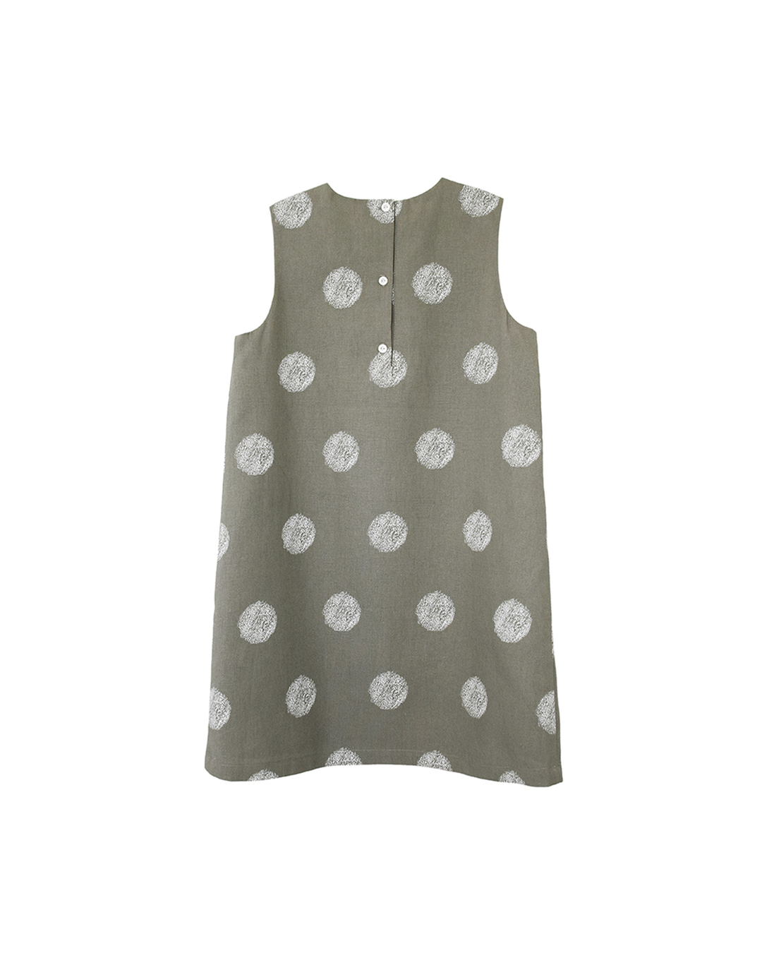 Vestido de lino gris con polka dots blancos