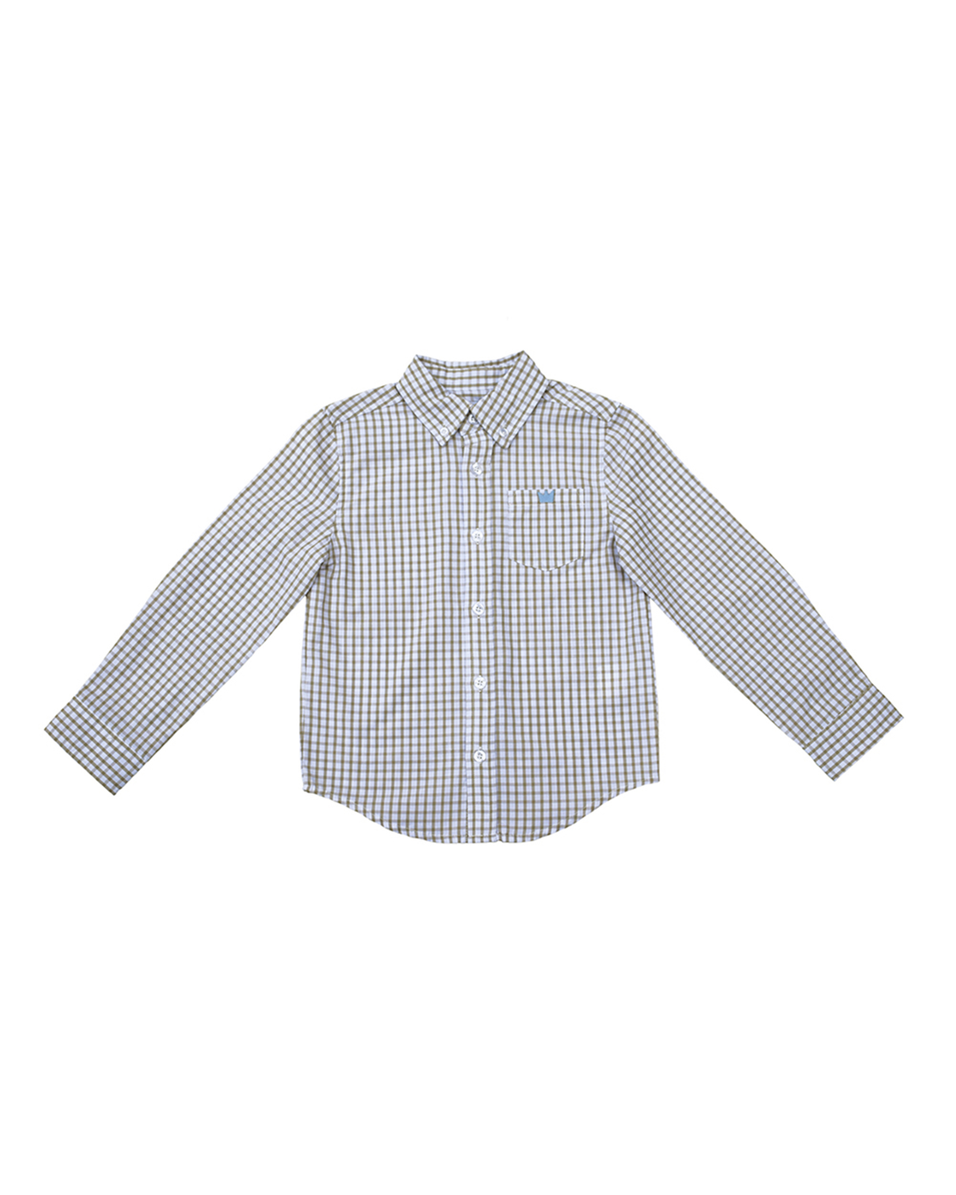 Camisa M/L de cuadros blancos y khaki