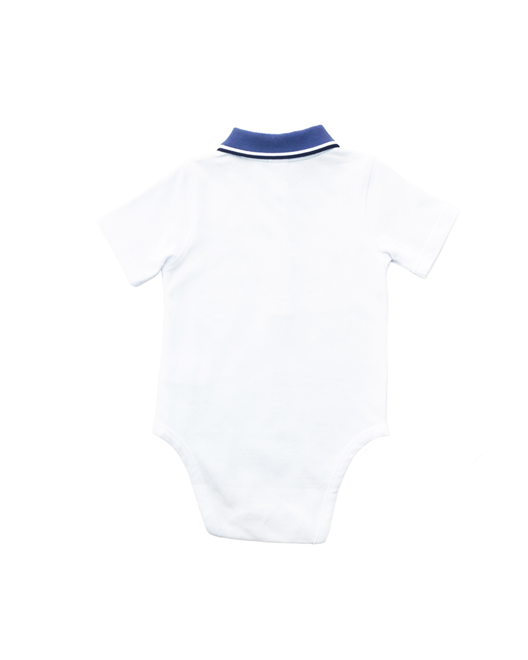 Body estilo polo blanco con cuello azul y bordado