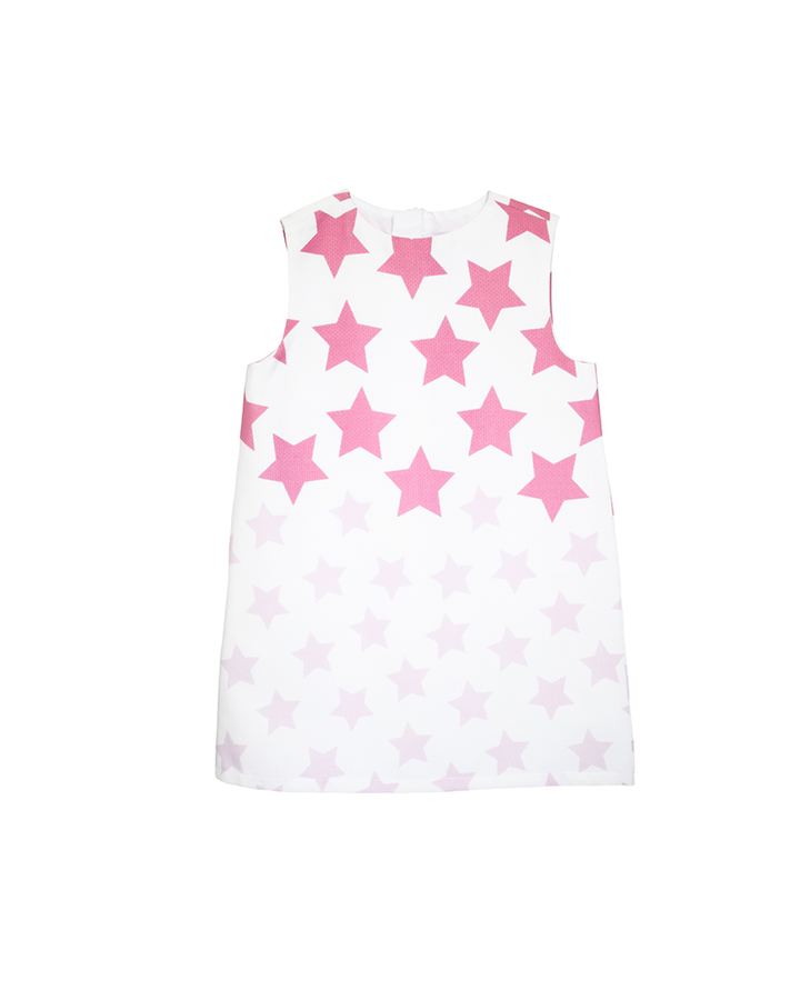 Vestido blanco con estrellas rosadas