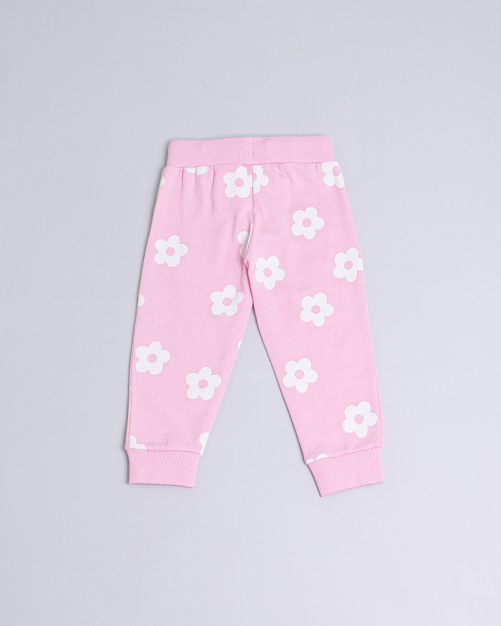 Jogging rosado con flores blancas