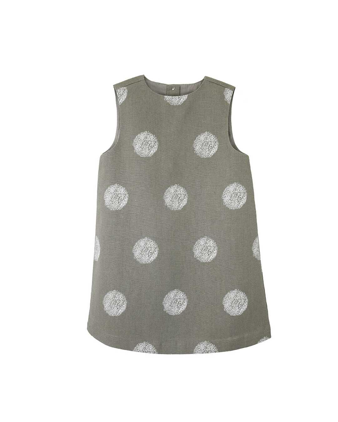 Vestido de lino gris con polka dots blancos