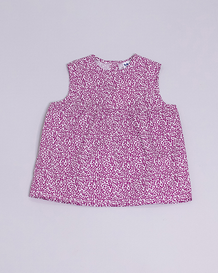 Vestido estampado con blanco y magenta