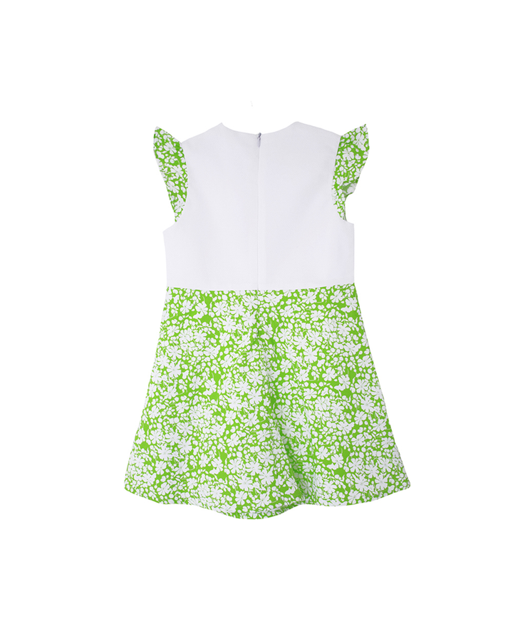 Vestido de piquet verde con flores blancas
