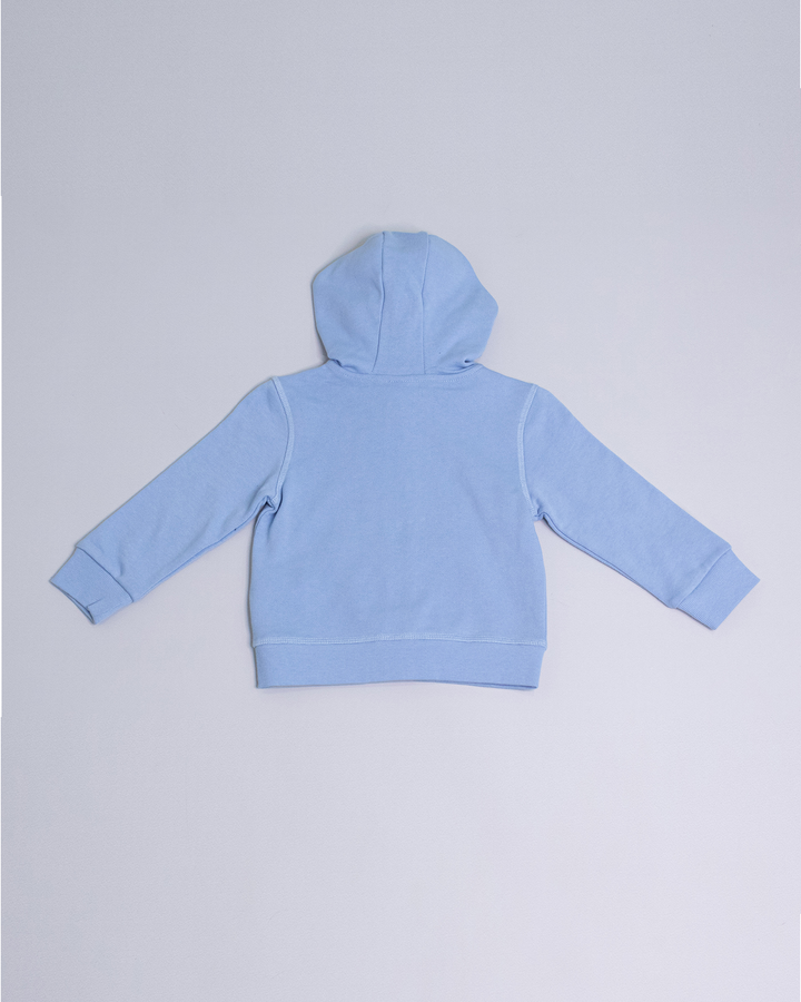 Suéter jogging azul con un carrito bordado