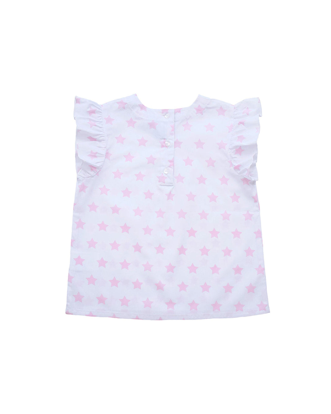 Blusa blanca de estrellas rosadas